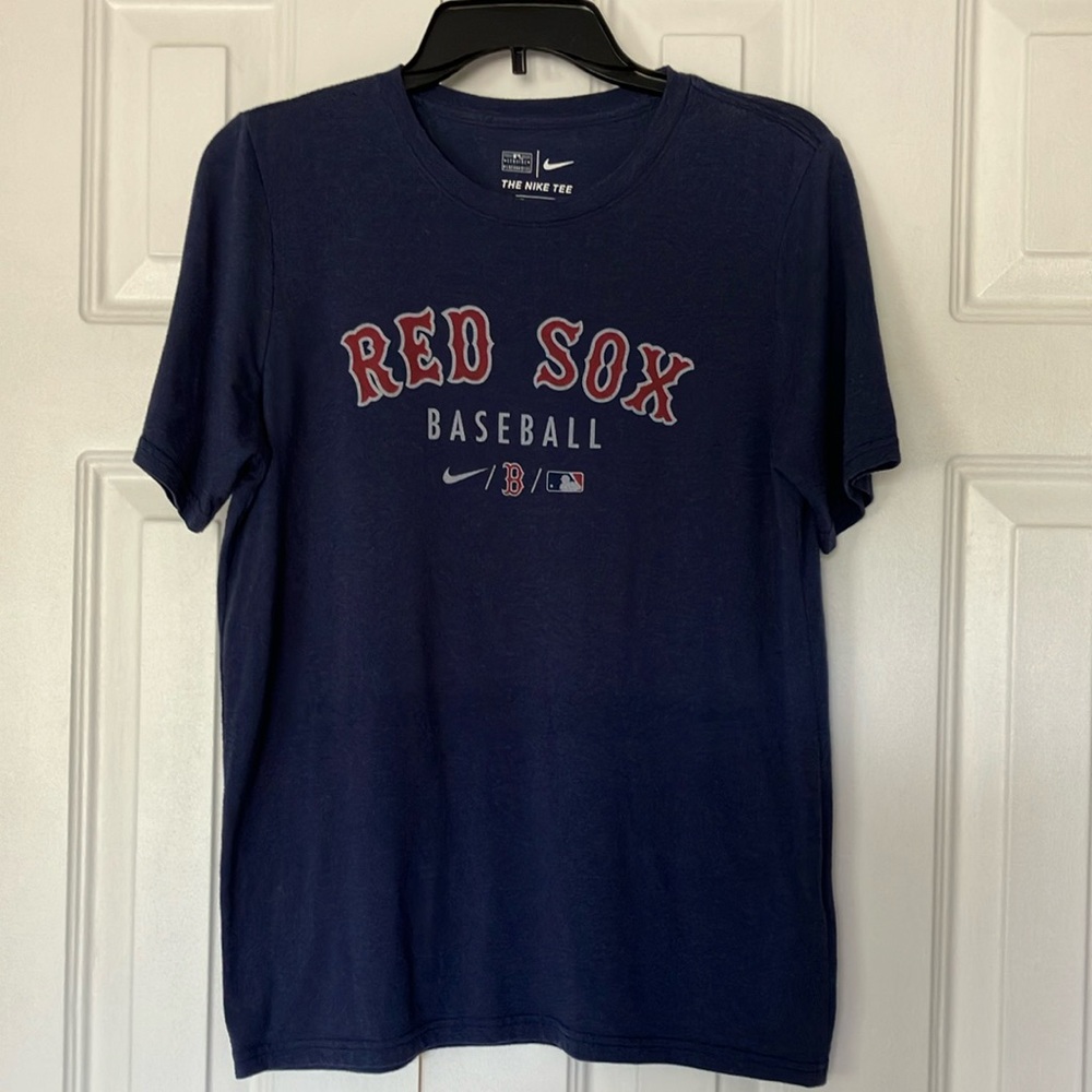 BOSTON RED SOX YOUTH XL 18/20 Official Baseball Nike Blue Short Sleeve Tee